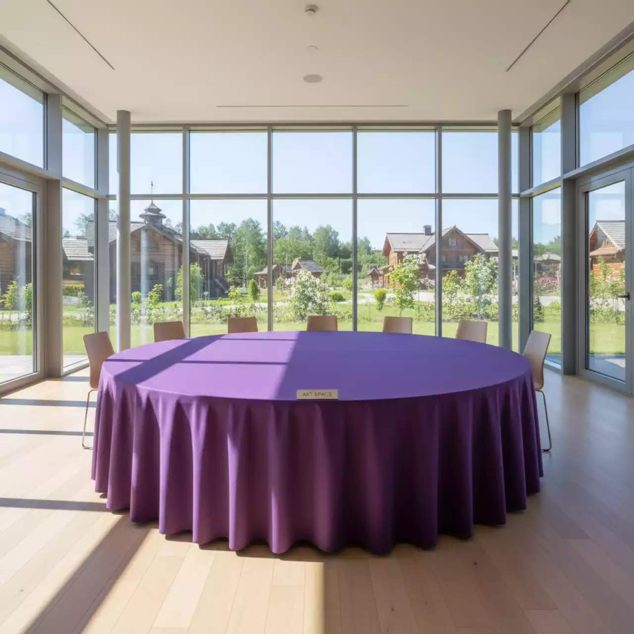 Аренда Наперон для круглого стола фиолетовый 2,2 м в этно-парке «Моя Россия» — ART SPACE
