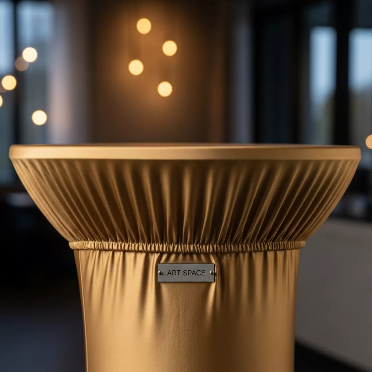 Аренда Наперон стрейч Шапочка для коктейльного стола золотой в ресторане «Brunello» — ART SPACE