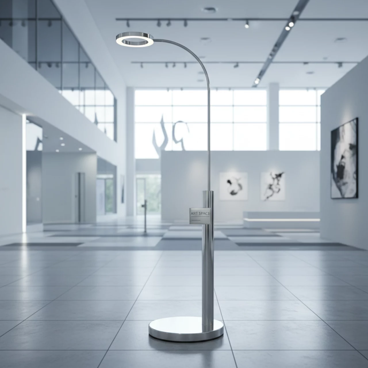 Аренда Напольный торшер из металла глянцевый никель в ОКЦ «Галактика» — ART SPACE