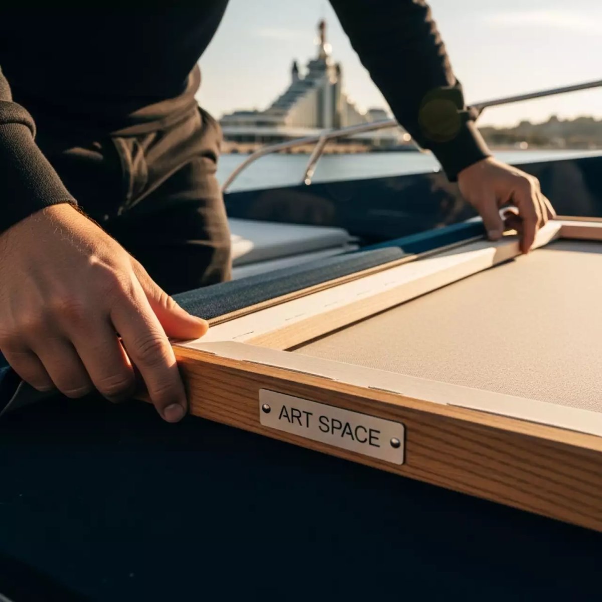 Аренда Натяжка холста на деревянный подрамник на VIP теплоходе (Морпорт Сочи) — ART SPACE