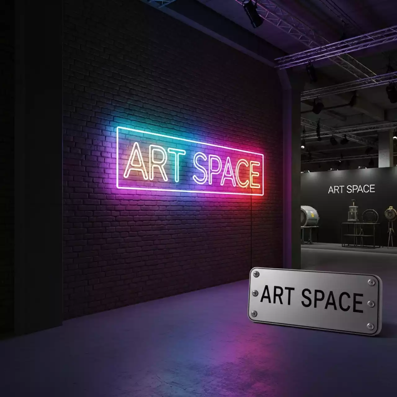 Аренда Неоновая вывеска для заведения на Медальной площади — ART SPACE