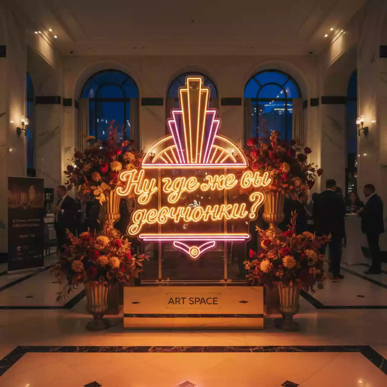 Аренда Неоновая вывеска "Ну где же вы девчонки?" в гранд-отеле «Жемчужина» — ART SPACE