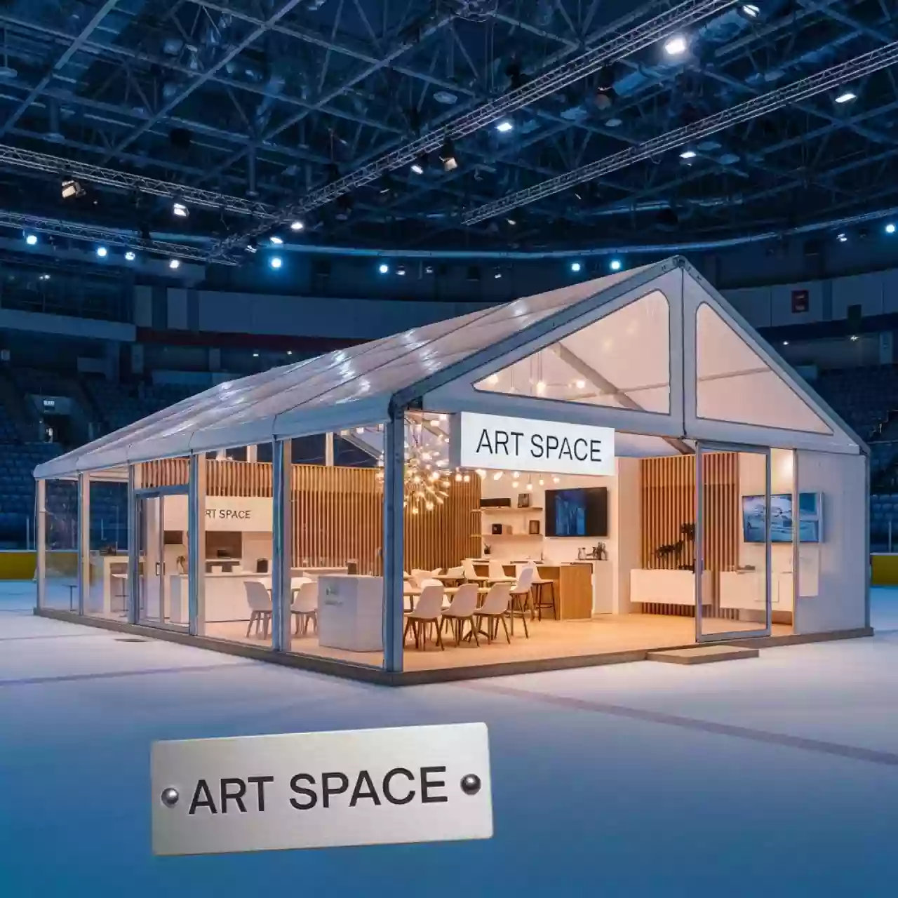 Аренда Ночь музеев тентострой на главной площади Екатеринбурга в ледовом дворце «Роза Хутор» — ART SPACE