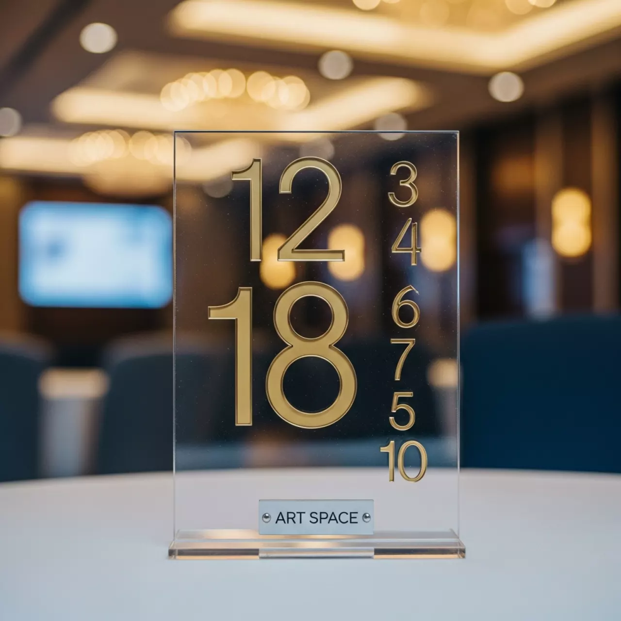 Аренда Номерки для столов 1 10 прозрачные с золотом в Mövenpick Hotel — ART SPACE