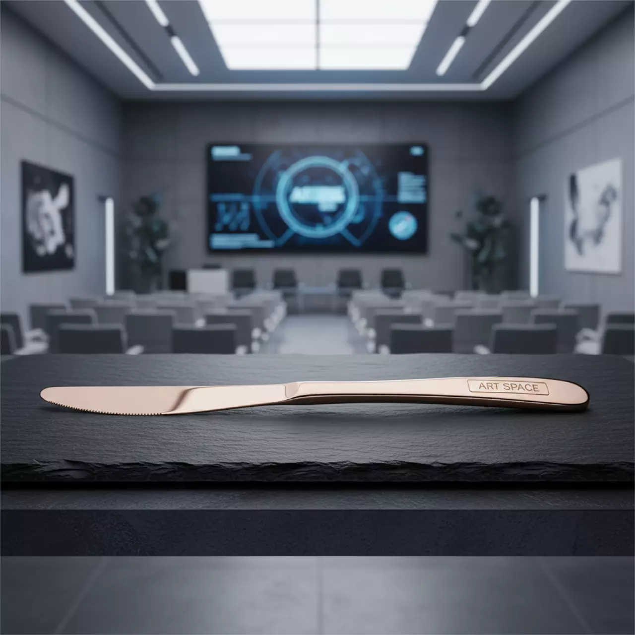 Аренда Нож столовый розово золотой Франклин в конгресс-холле отеля Жемчужина — ART SPACE