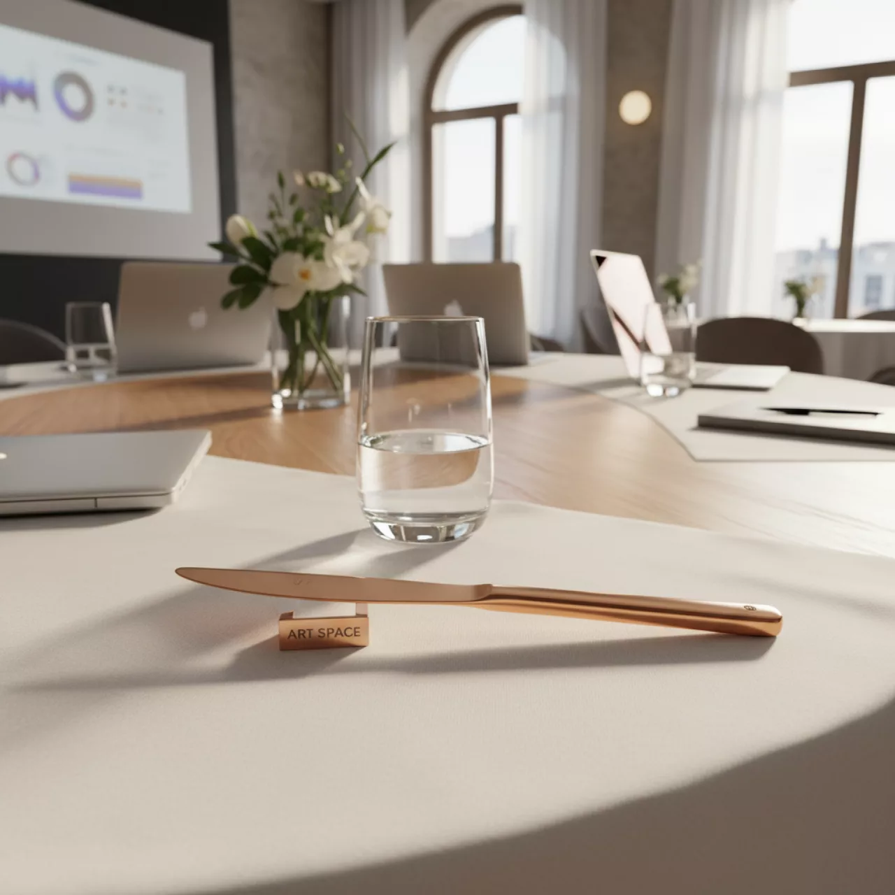 Аренда Нож столовый розовое золото Sapporo L 220 мм в Boutique Hotel PORTUM 1905 — ART SPACE