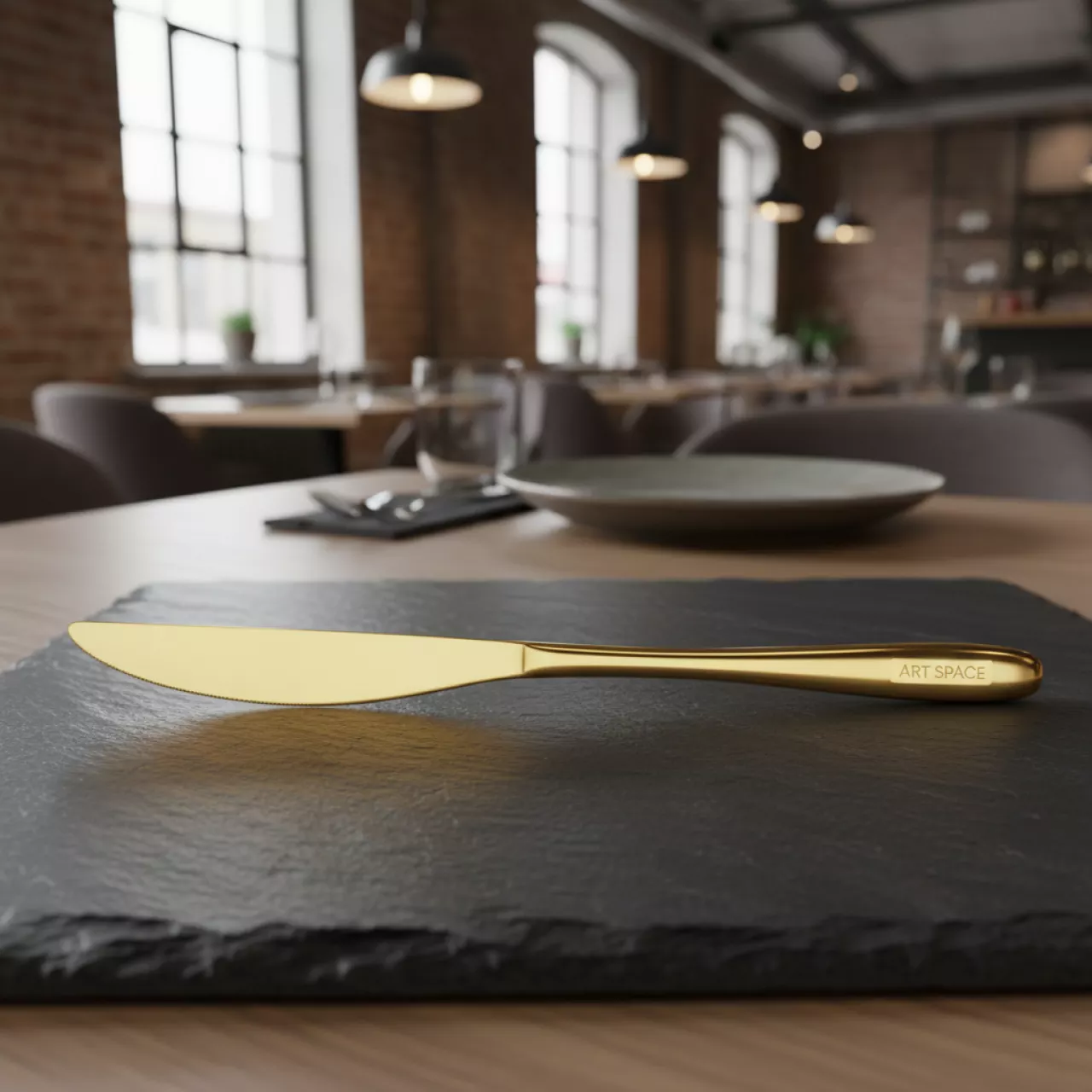 Аренда Нож столовый Sapporo золотой 220 мм в ресторане «Сыроварня» — ART SPACE