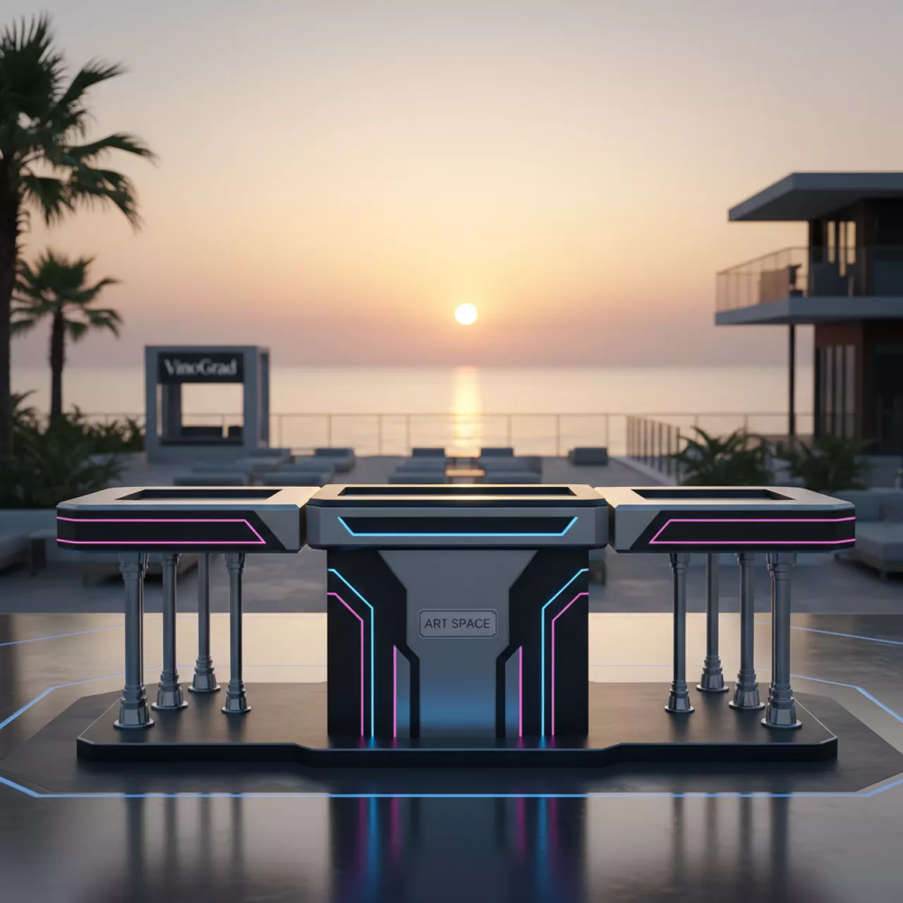 Аренда Ножки телескопические для подиума в пляжном комплексе VinoGrad — ART SPACE