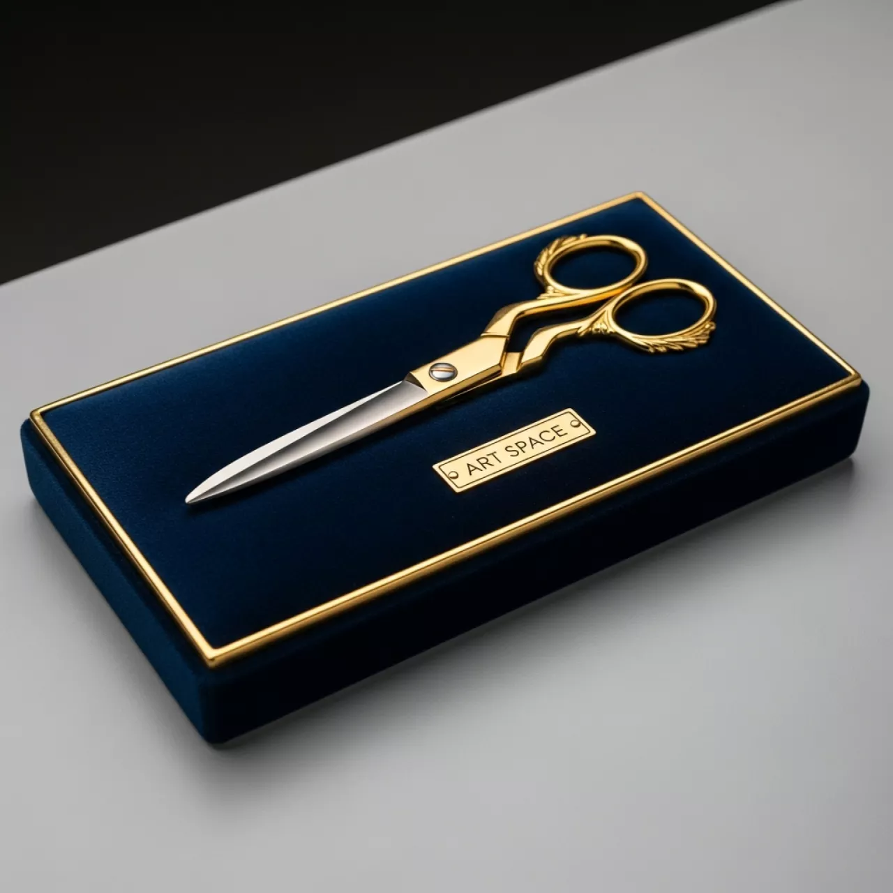 Аренда Ножницы презентационные и подушка поднос синяя на Имеретинской набережной — ART SPACE