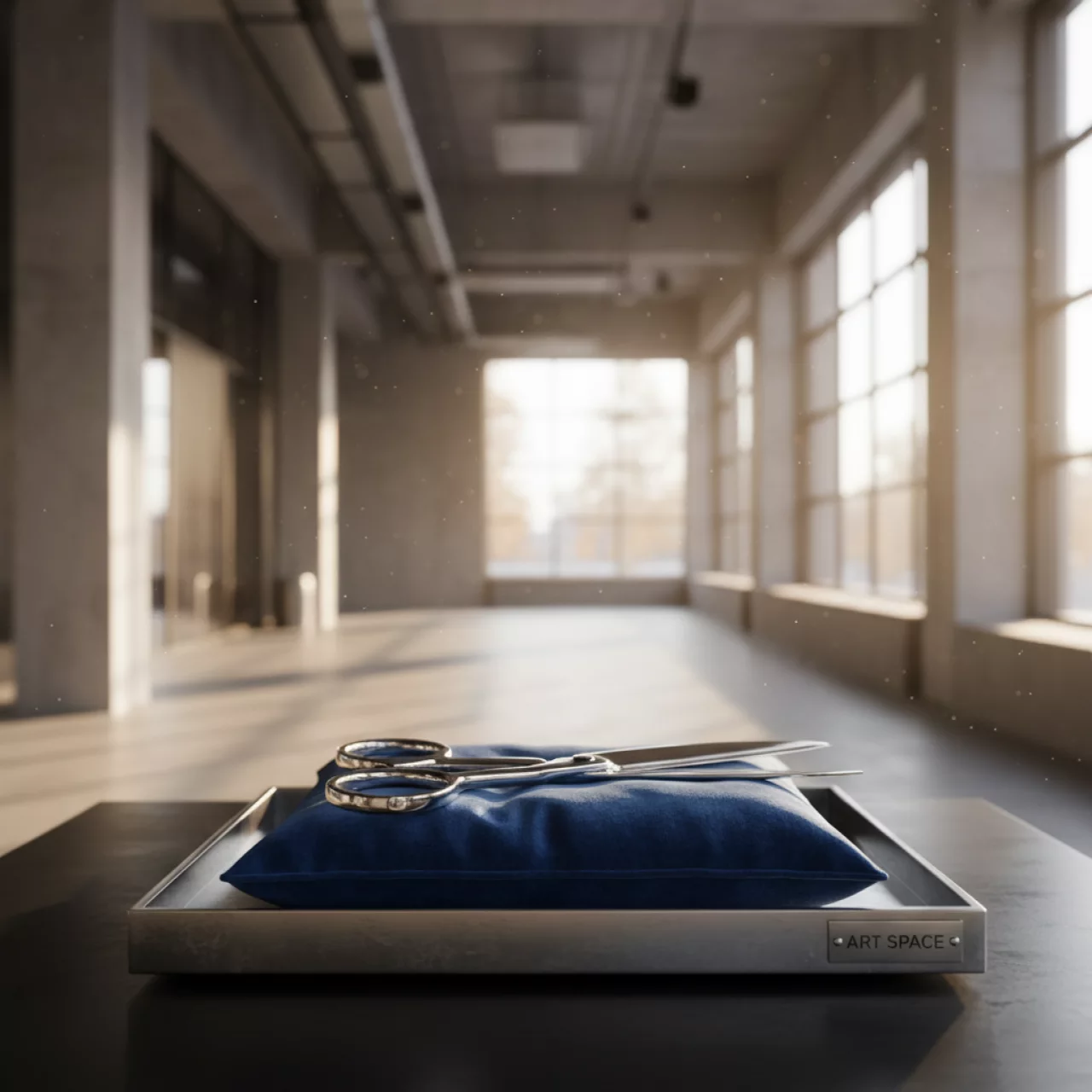 Аренда Ножницы презентационные и синяя подушка поднос в Mercure Сочи Центр — ART SPACE