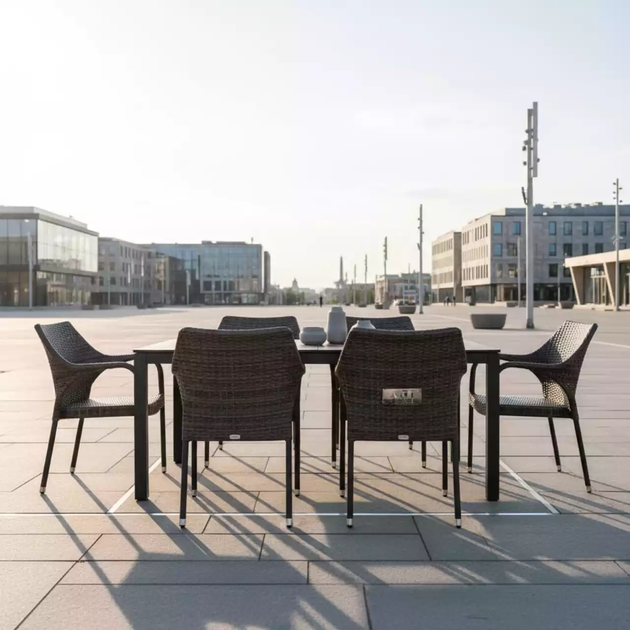 Аренда Обеденная группа плетеная RAVC4T 5 set коричневый на Медальной площади — ART SPACE