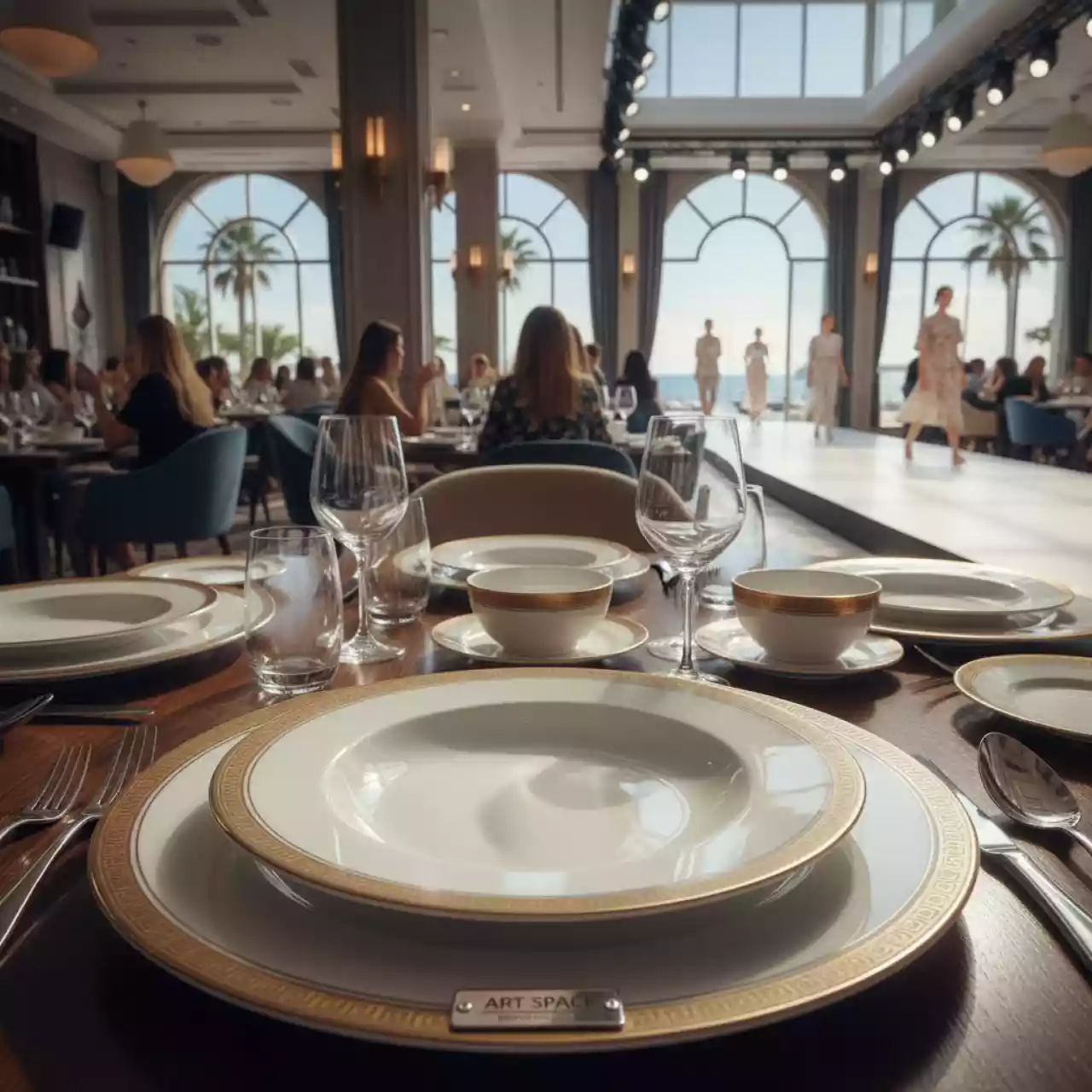 Аренда Обеденная тарелка Виго с золотым кантом в ресторане «Магадан» — ART SPACE