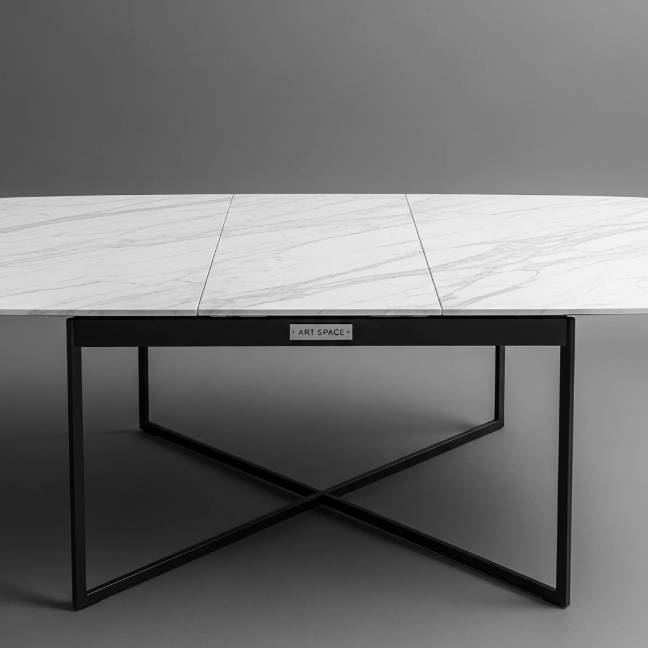 Аренда Обеденный стол Poise раскладной белый мрамор черный на Имеретинской набережной — ART SPACE