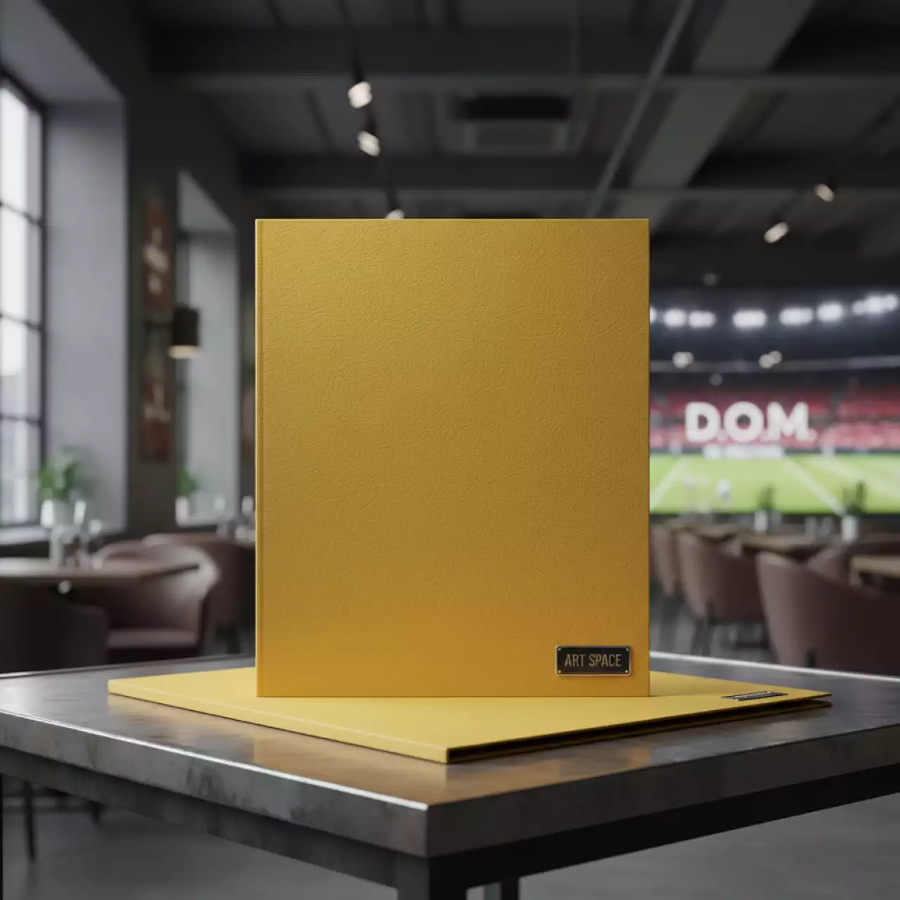 Аренда Обложка картонная для переплета кожа A3 желтая в ресторане «D.O.M» — ART SPACE