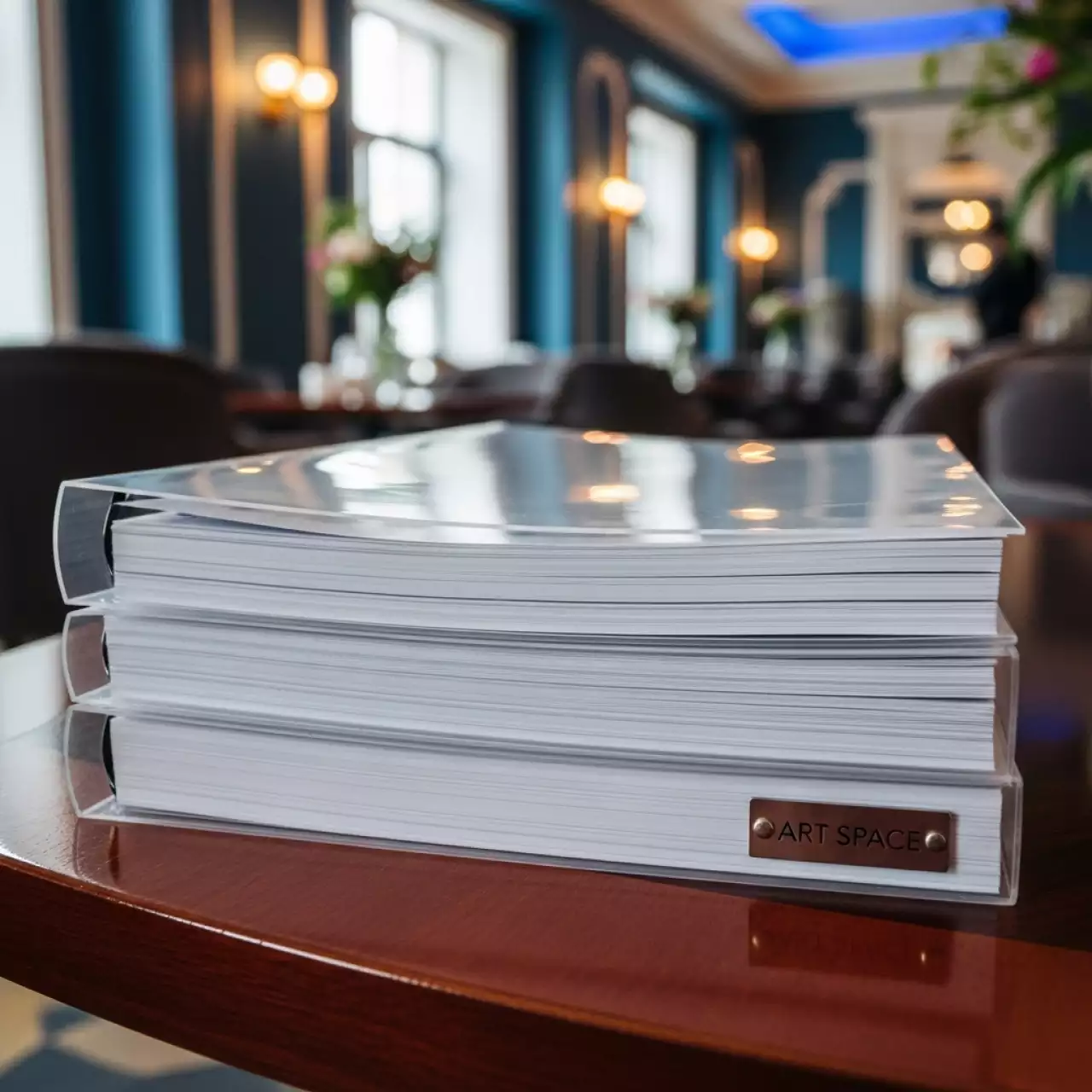 Аренда Обложки для переплета пластиковые прозрачные без текстуры A3 30 мм в ресторане «Плакучая Ива» — ART SPACE