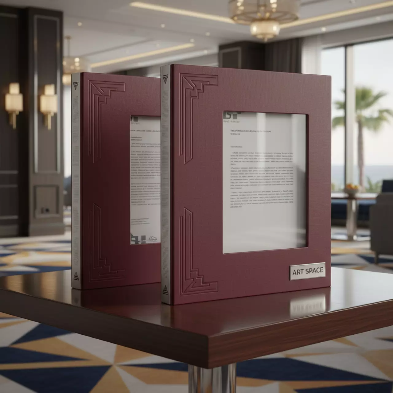 Аренда Обложки мягкие Metalbind C BIND A4 O Softclear 16 мм текстура лен бордовые в Cosmos Sochi Hotel — ART SPACE