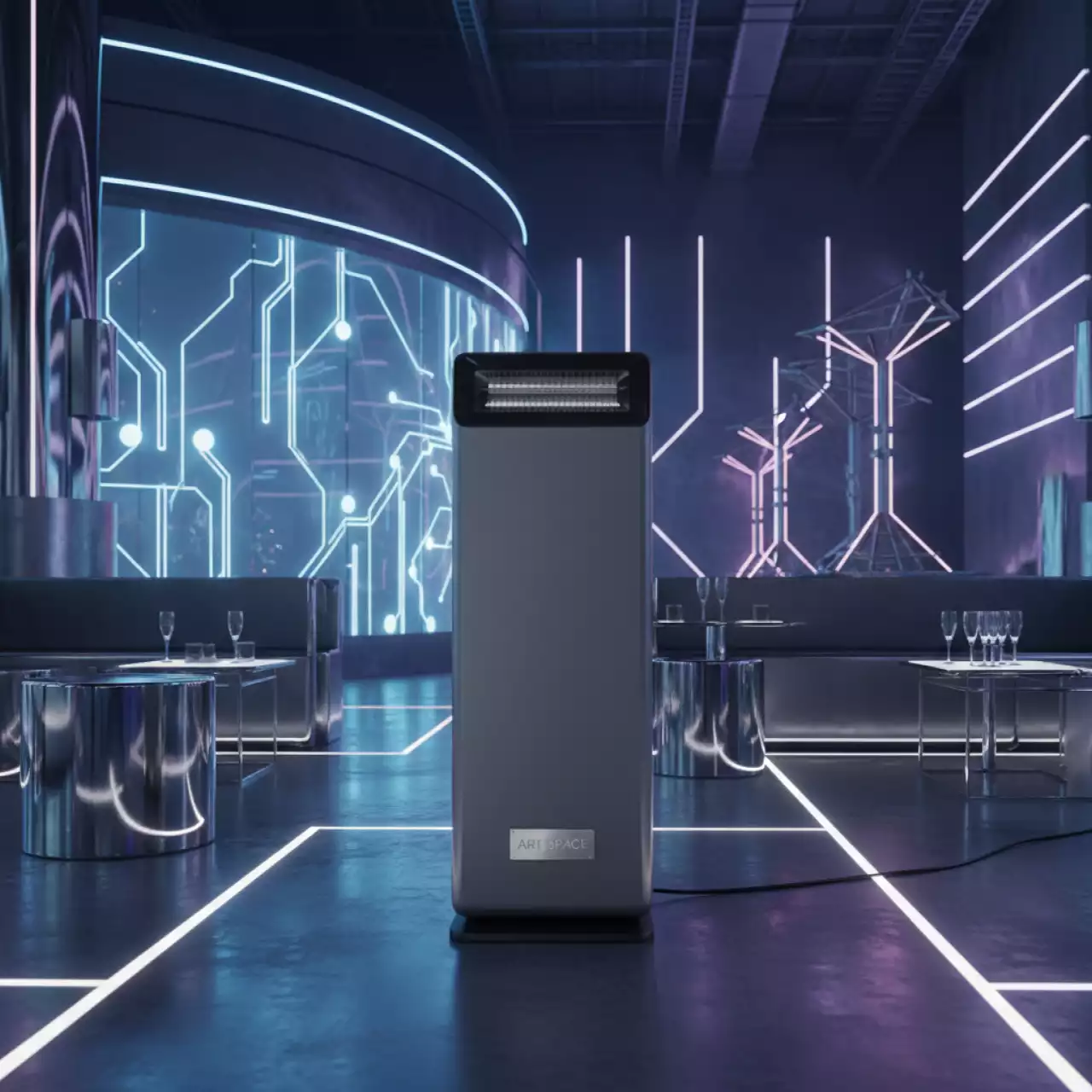 Аренда Обогреватель электрический напольный Hügett Apollo Pepel на Медальной площади — ART SPACE