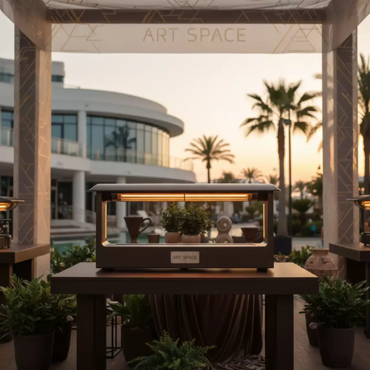 Аренда Обогреватель электрический настольный уличный Hügett Tabletop Brown в санатории «Октябрьский» — ART SPACE