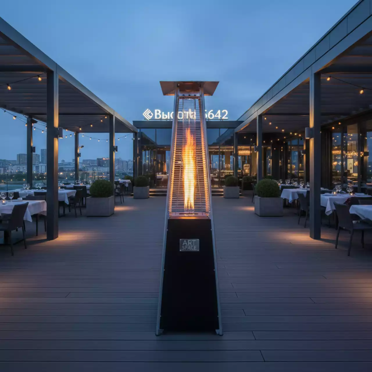 Аренда Обогреватель газовый Ballu черный в ресторане «Высота 5642» — ART SPACE