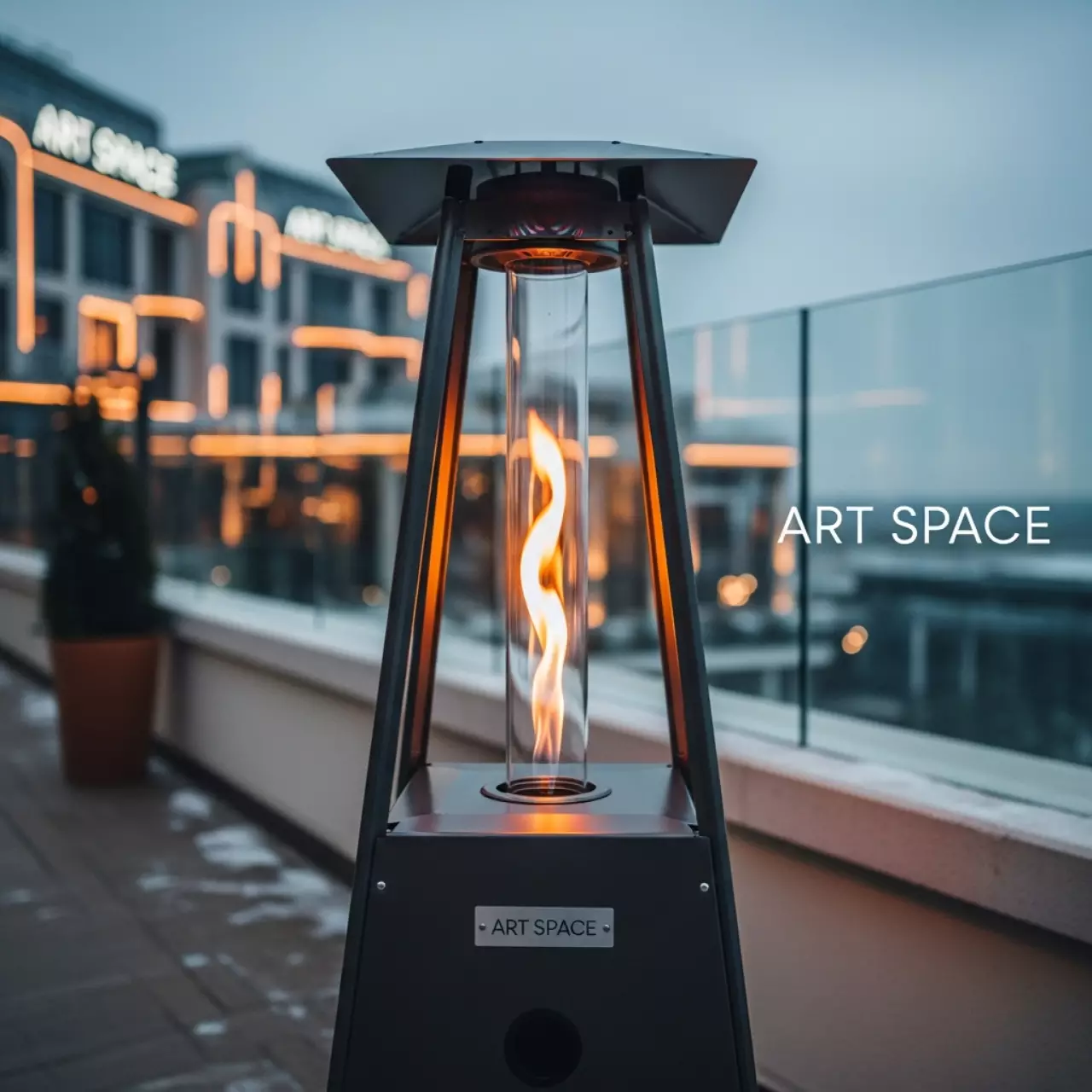 Аренда Обогреватель газовый уличный Stilleh Pyramid x3 Ashu в санатории «Заполярье» — ART SPACE