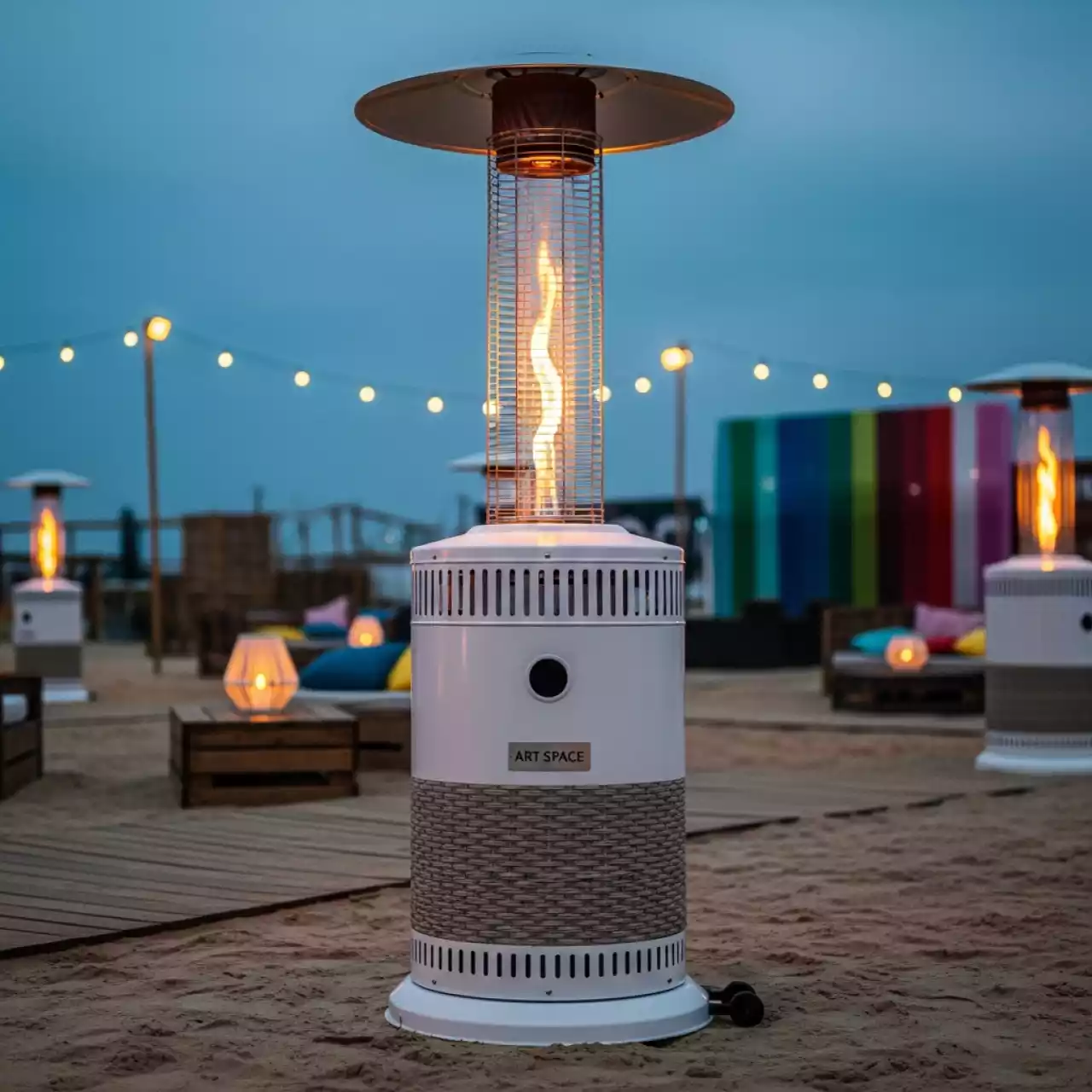 Аренда Обогреватель газовый уличный WWT 13I Rotang белый на пляже «Маяк» — ART SPACE