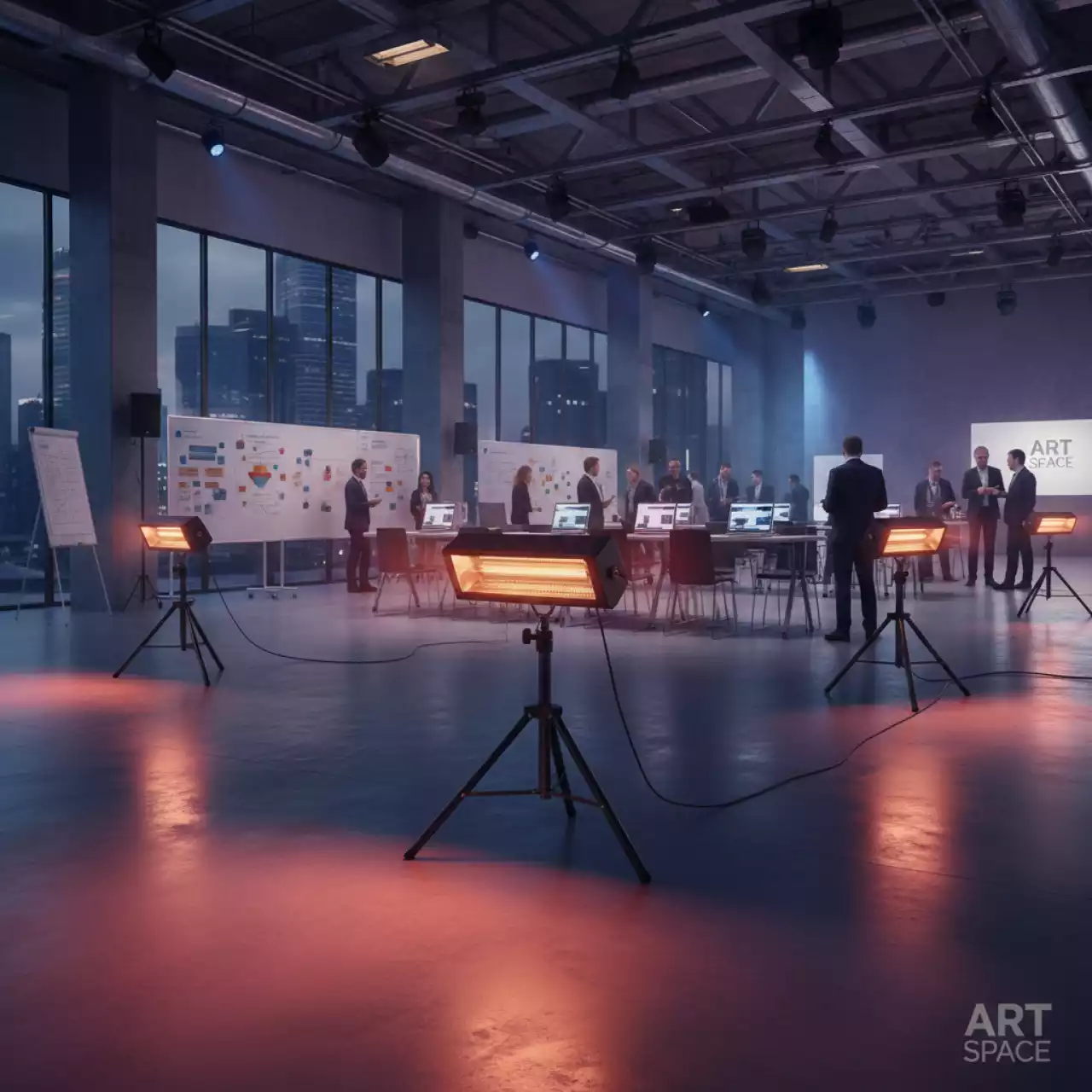 Аренда Обогреватель инфракрасный на штативе в ледовом дворце «Большой» — ART SPACE