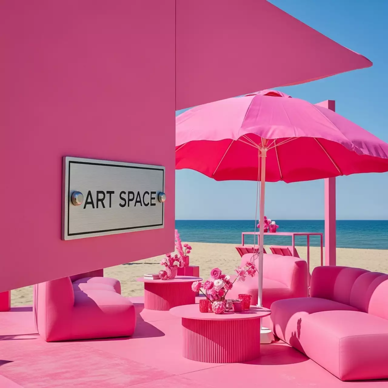 Аренда Оборудование розовое на пляже «Маяк» — ART SPACE