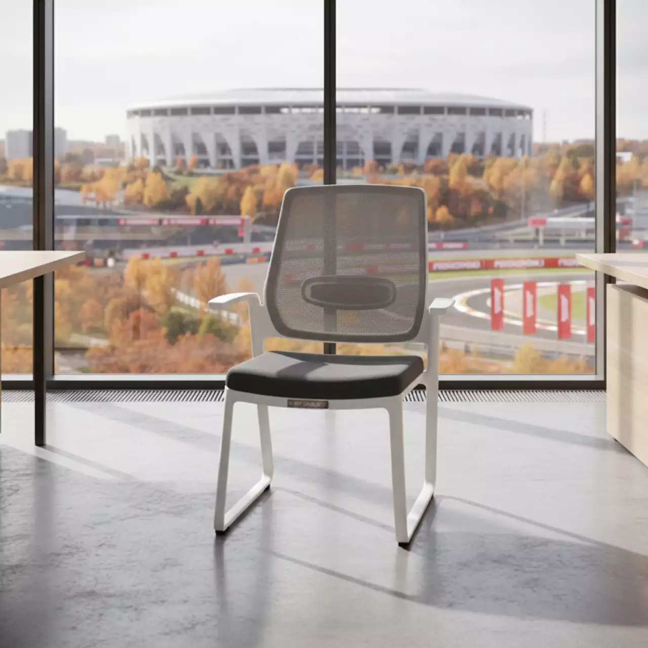 Аренда Офисное кресло Бит пластик белое сетка серая ткань темно серая на арене «Фишт» — ART SPACE