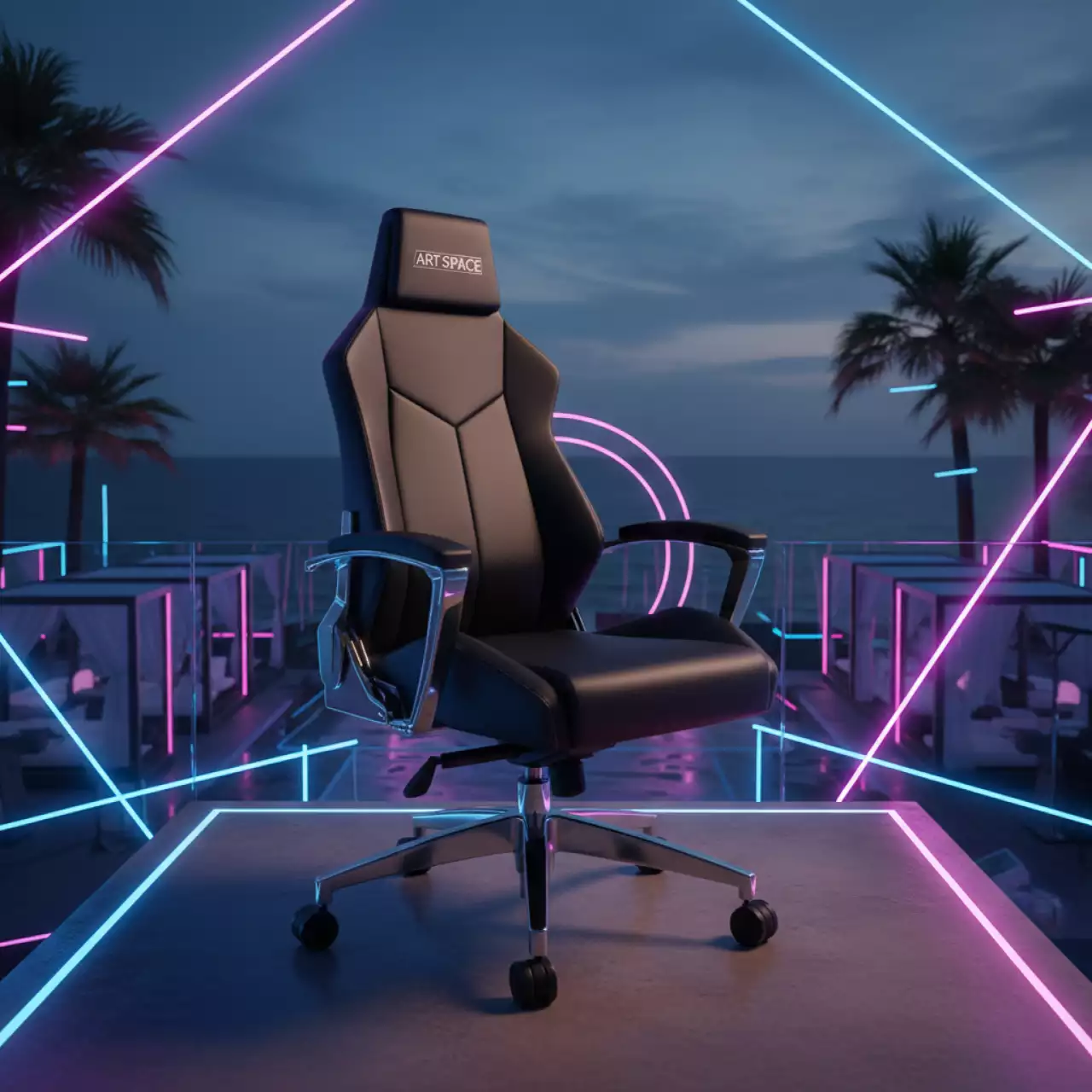 Аренда Офисное кресло Leo T экокожа черное в пляжном клубе Del Mar — ART SPACE