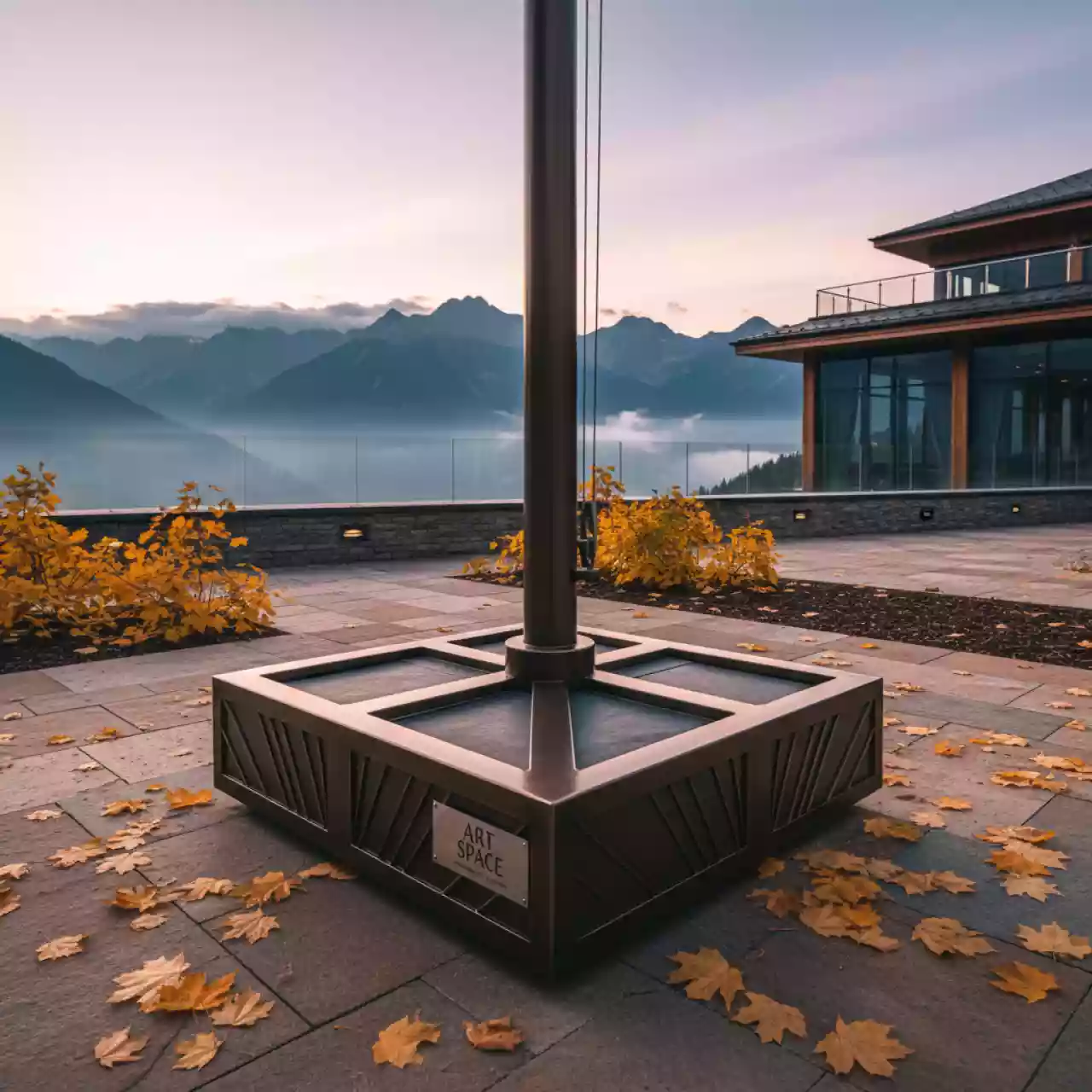 Аренда Основание под тротуарную плитку для выставочных флагштоков в Radisson Hotel Rosa Khutor — ART SPACE