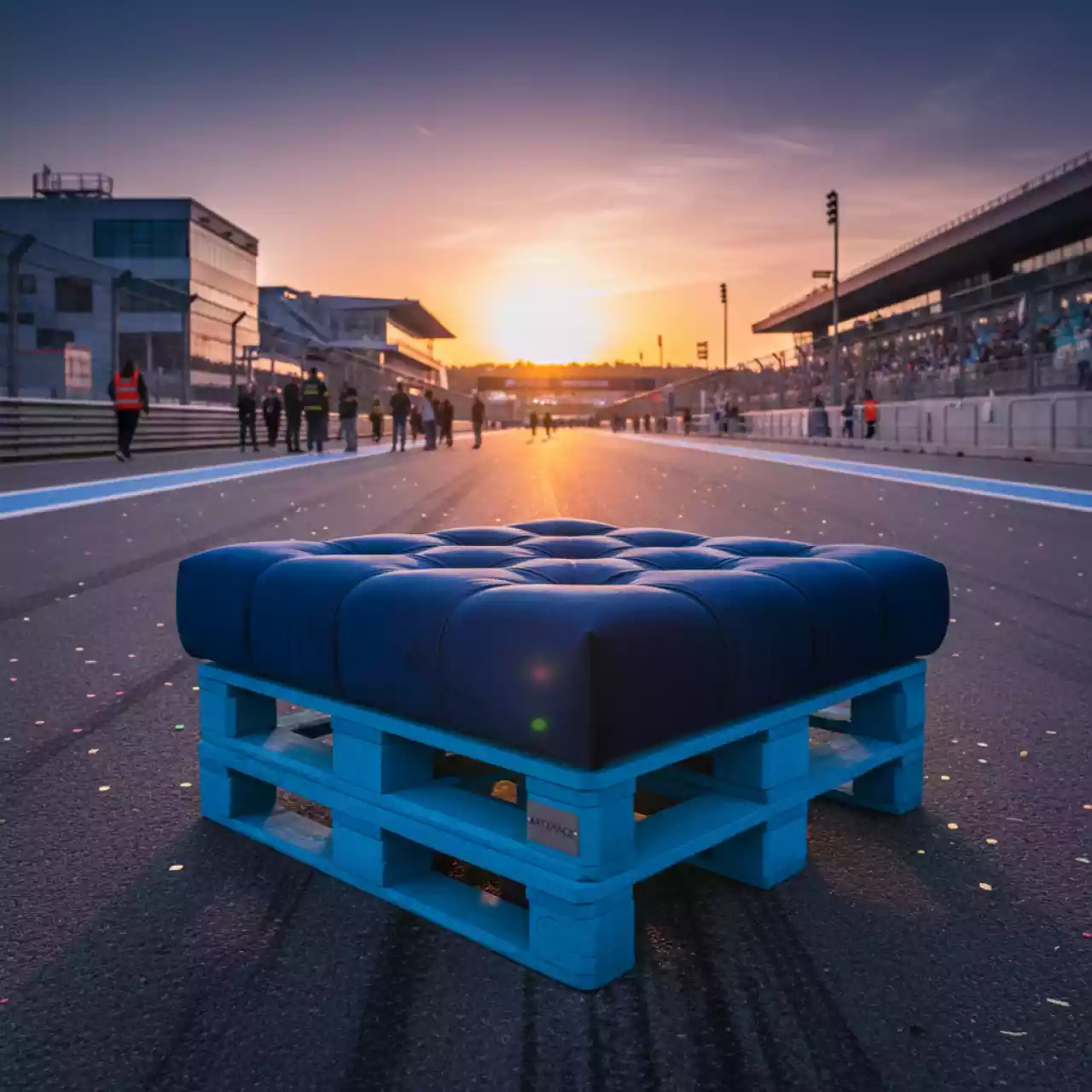 Аренда Оттоман из голубых паллет на Сочи Автодроме — ART SPACE