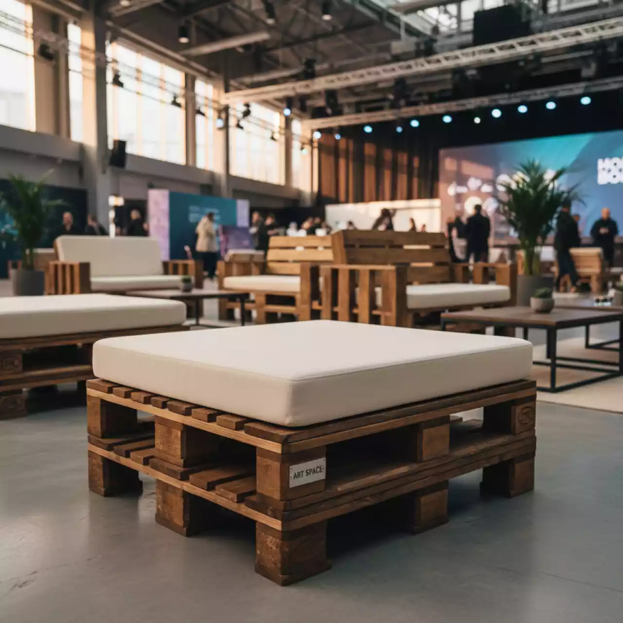 Аренда Оттоман из коричневых паллет в Сириус Арене — ART SPACE