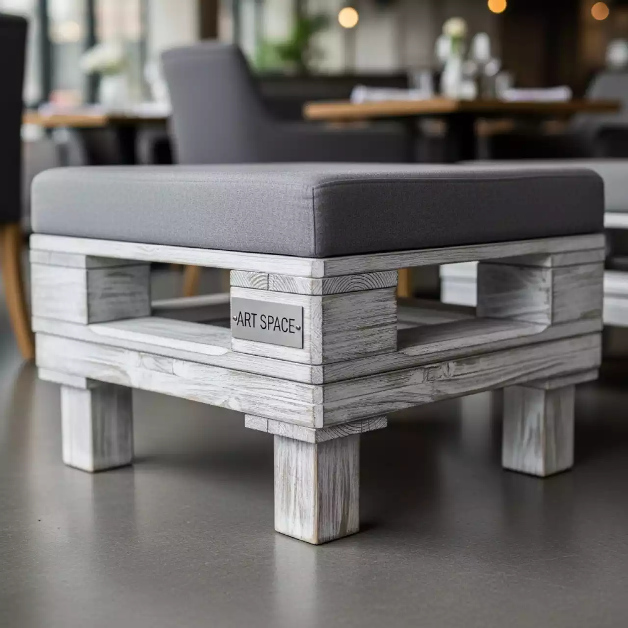 Аренда Оттоман из паллет White pallet Grey в ресторане «La Terrazza» — ART SPACE