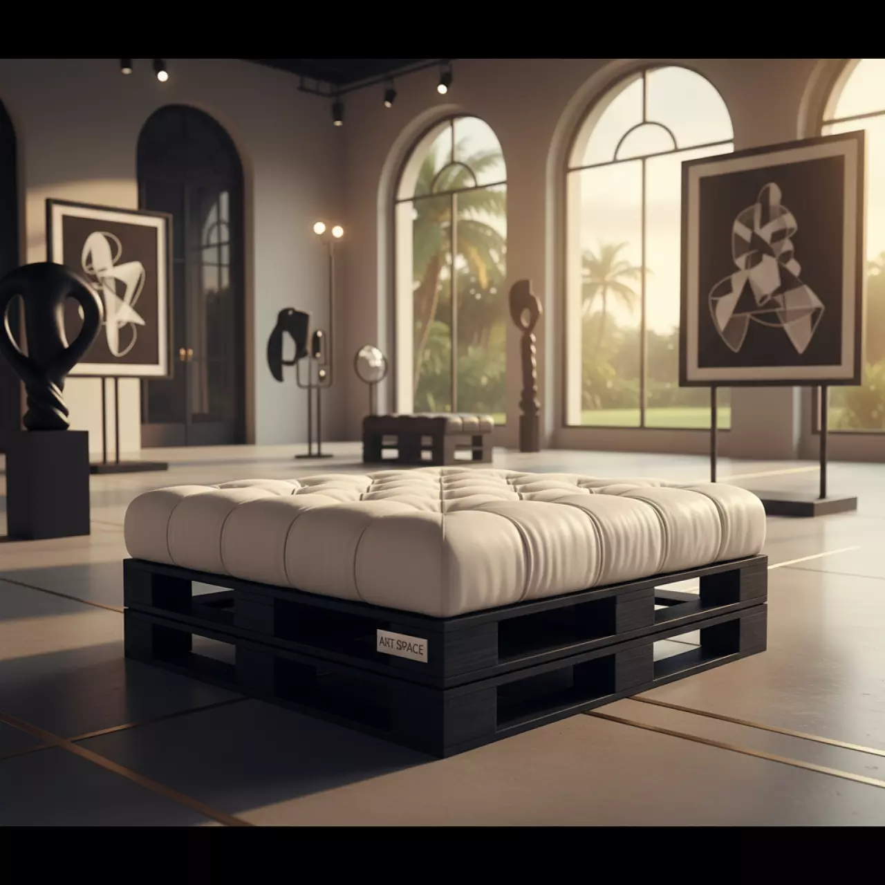 Аренда Оттоман White pallet Black в Karat Resort — ART SPACE