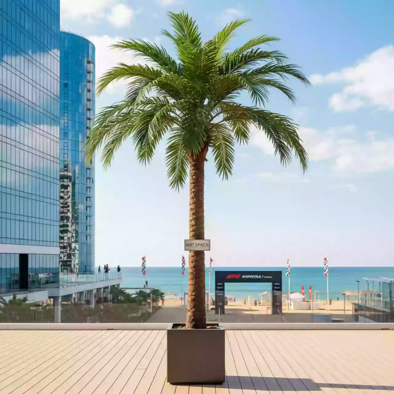 Аренда Пальма финиковая искусственная 2,5 м в пляжном комплексе VinoGrad — ART SPACE