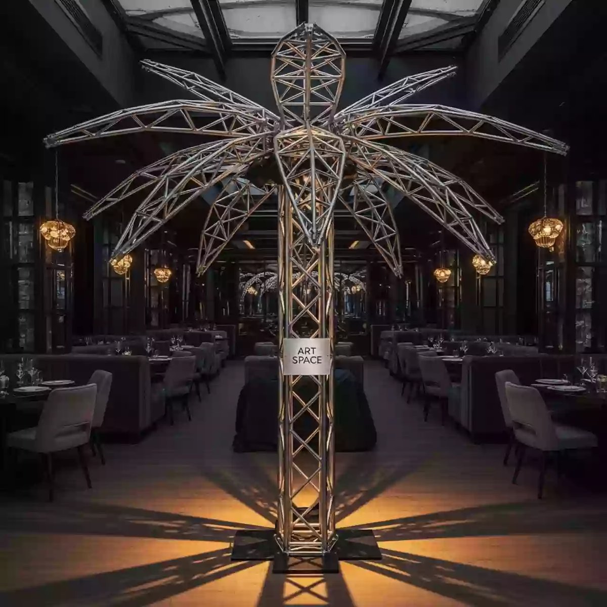 Аренда Пальма металлическая из фермы в ресторане «Магадан» — ART SPACE