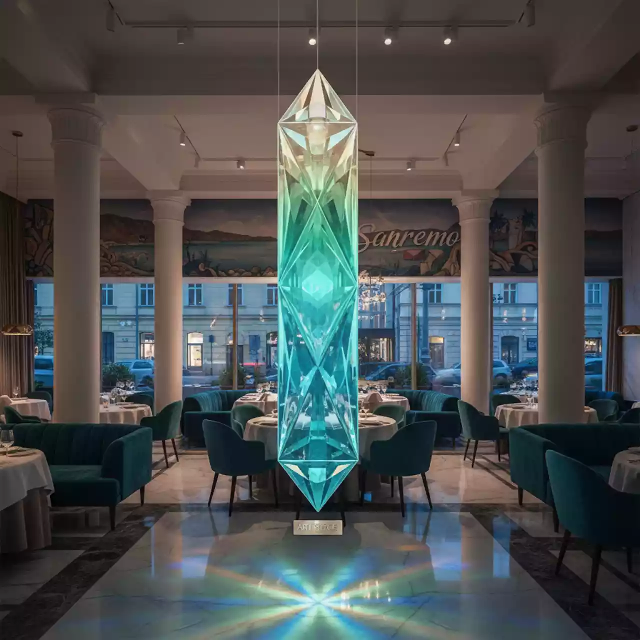 Аренда Панель световая кристалл подвесная в ресторане «Sanremo» — ART SPACE