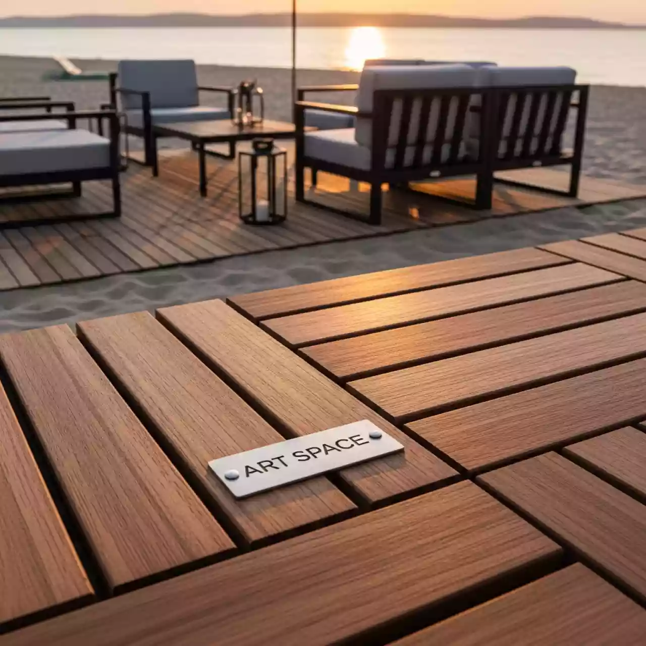 Аренда Паркет садовый линейный Акация 30х30х24 см на пляже «Маяк» — ART SPACE