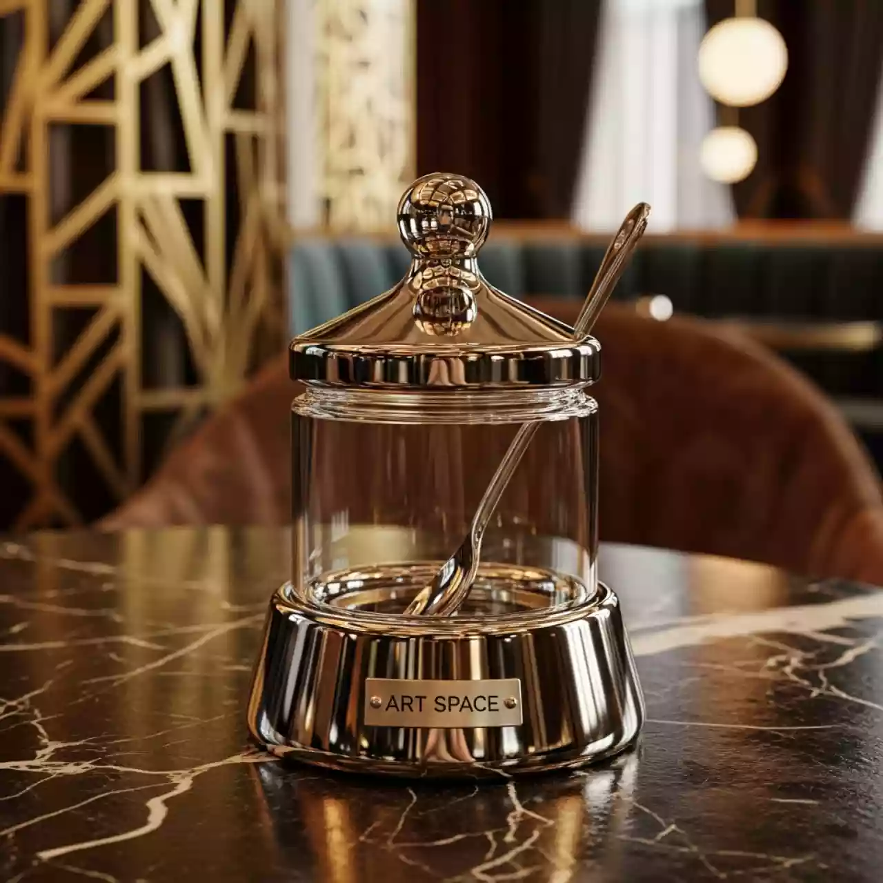 Аренда Пармезанница стеклянная ProHotel V с металлической подставкой и ложкой 200 мл H 60 мм D 130 мм в Radisson Collection Paradise — ART SPACE