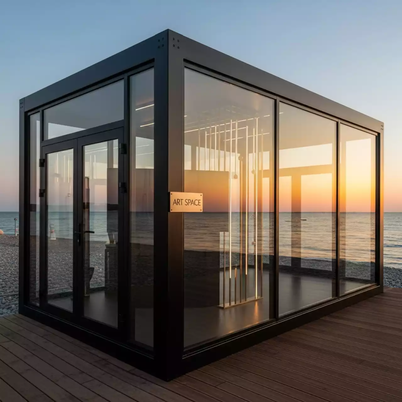 Аренда Павильон черный 15х30 м остекленный на пляже «Маяк» — ART SPACE