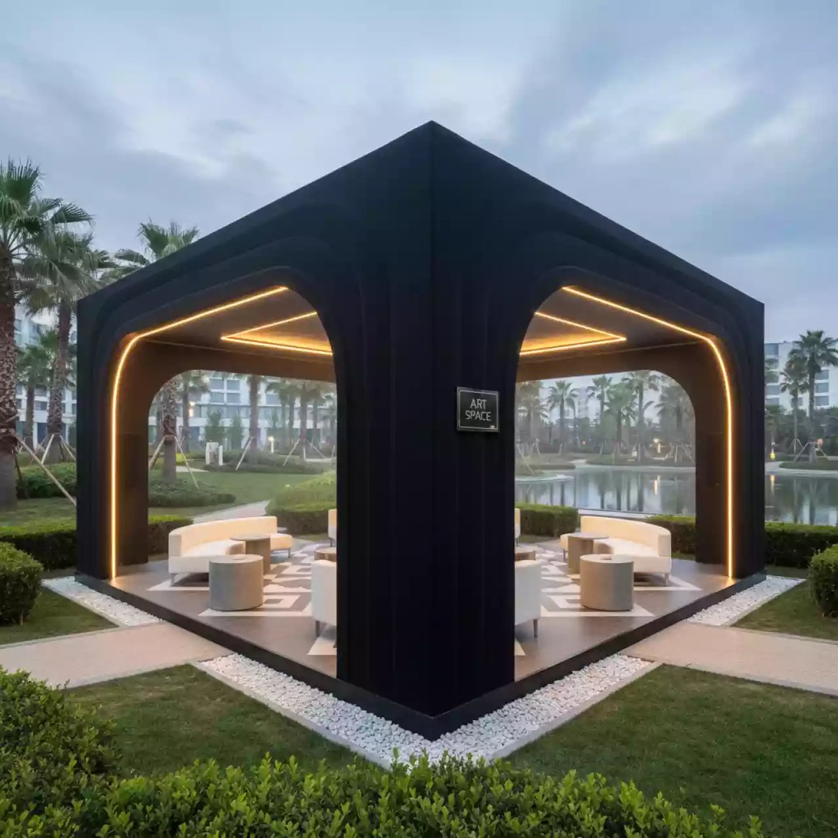 Аренда Павильон черный мягкие стенки 10х10 м в Сочи Парк Отеле — ART SPACE