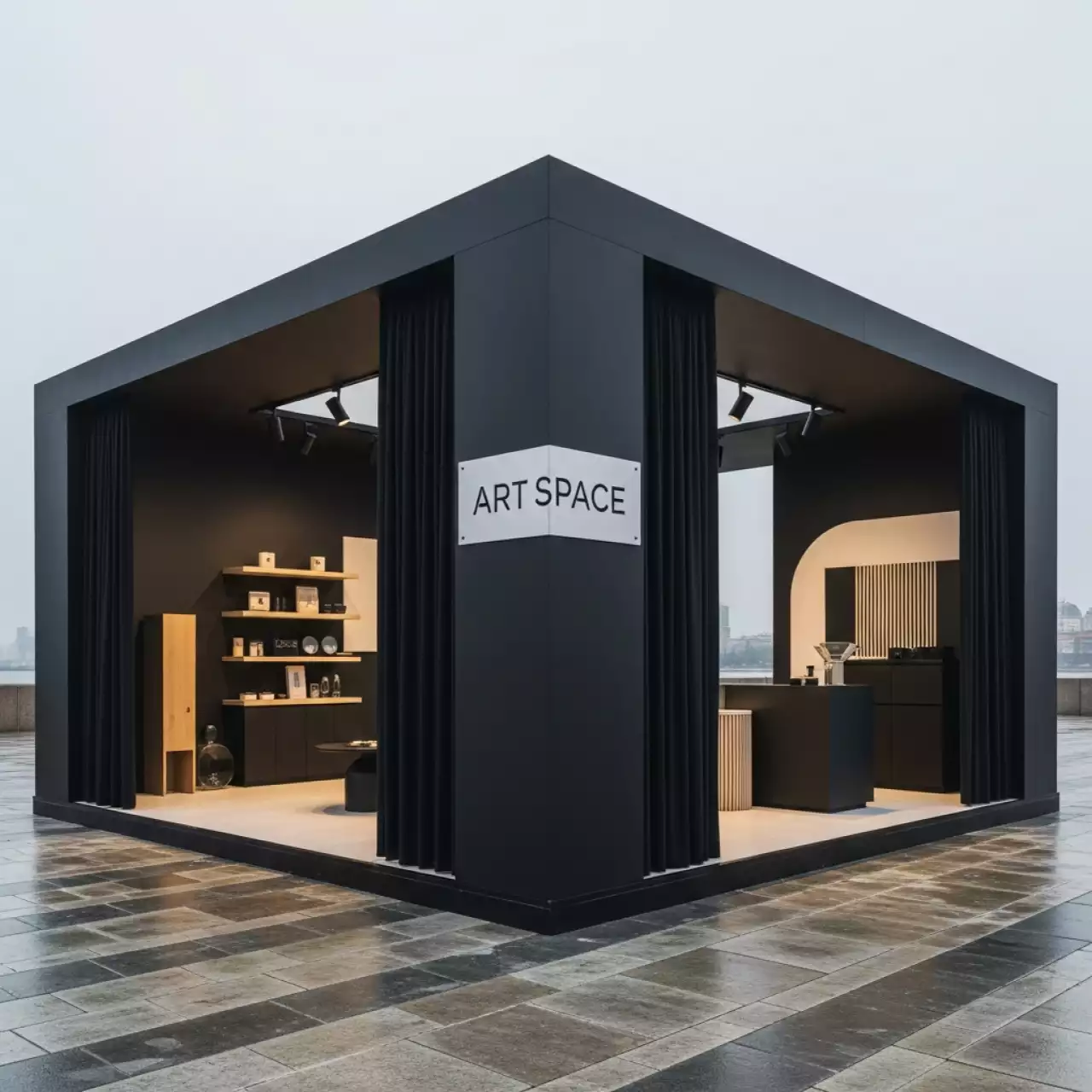 Аренда Павильон черный мягкие стенки 15х30 м на Имеретинской набережной — ART SPACE