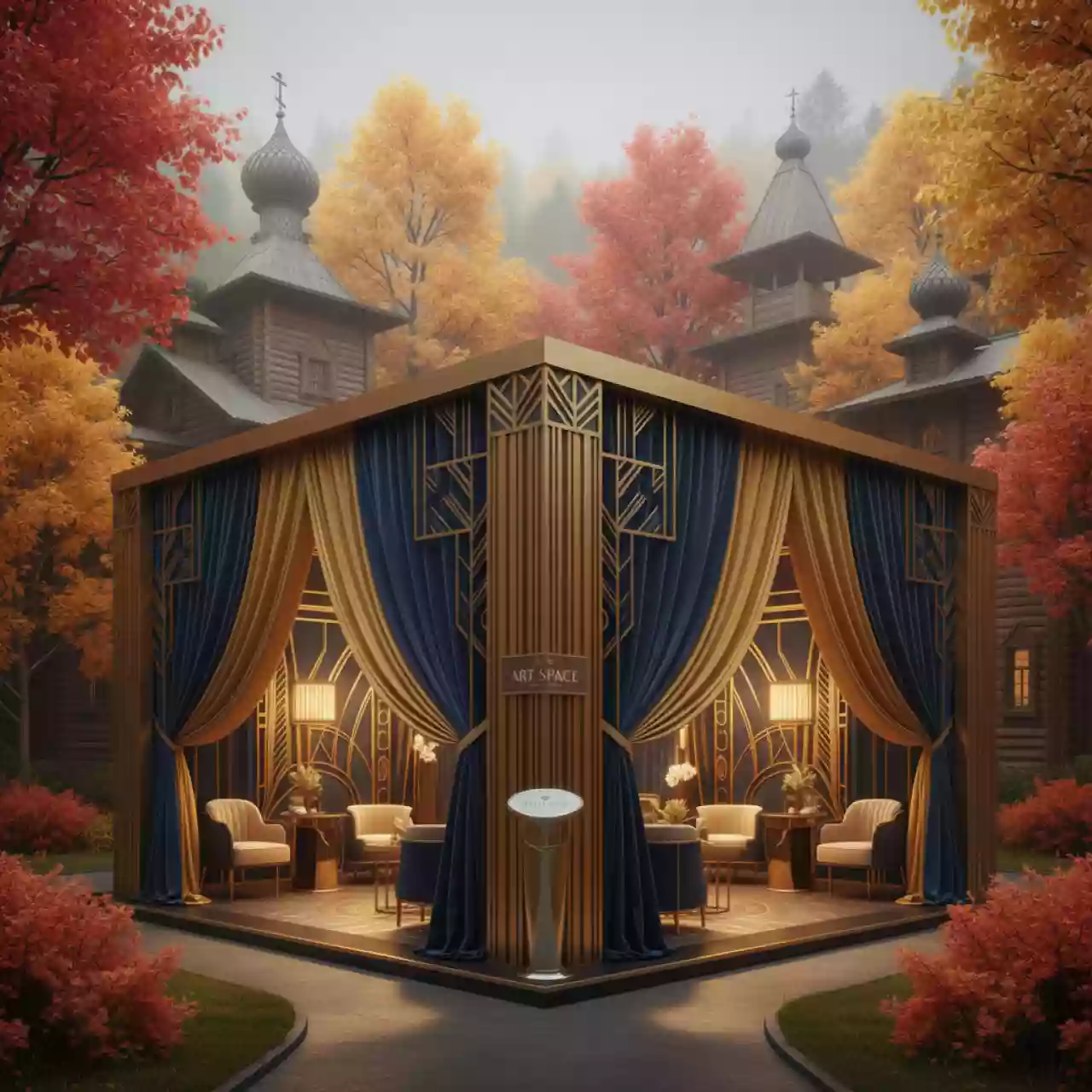 Аренда Павильон выставочный 5х15 м мягкие стенки в этно-парке «Моя Россия» — ART SPACE