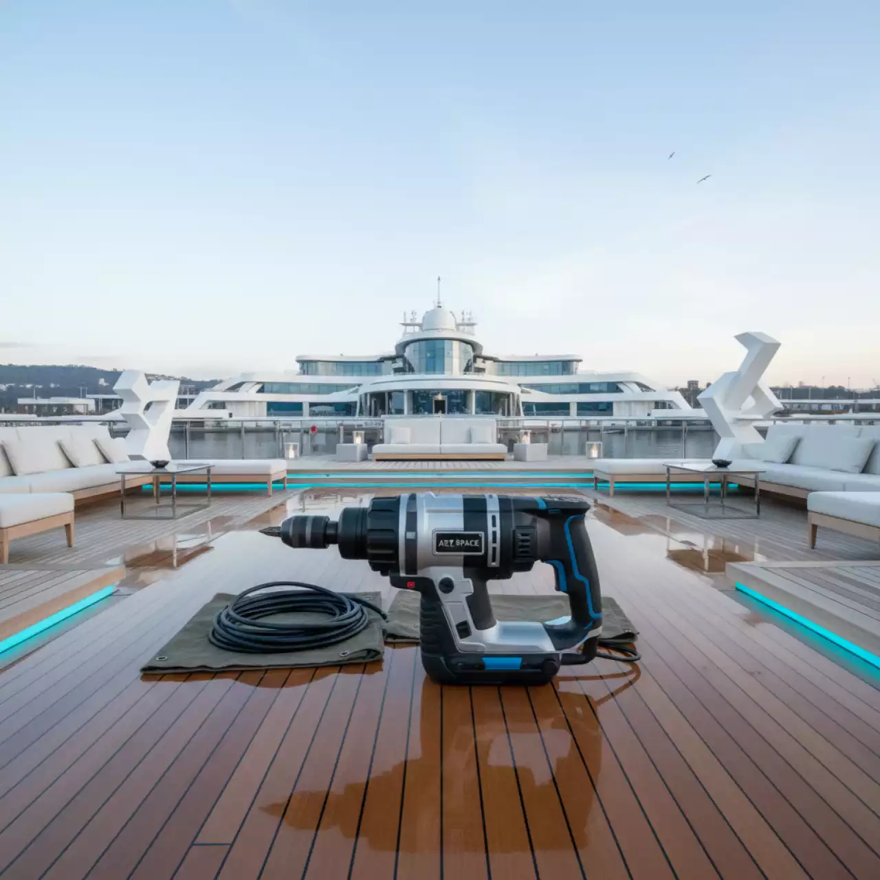 Аренда Перфораторы P.I.T. на VIP теплоходе (Морпорт Сочи) — ART SPACE