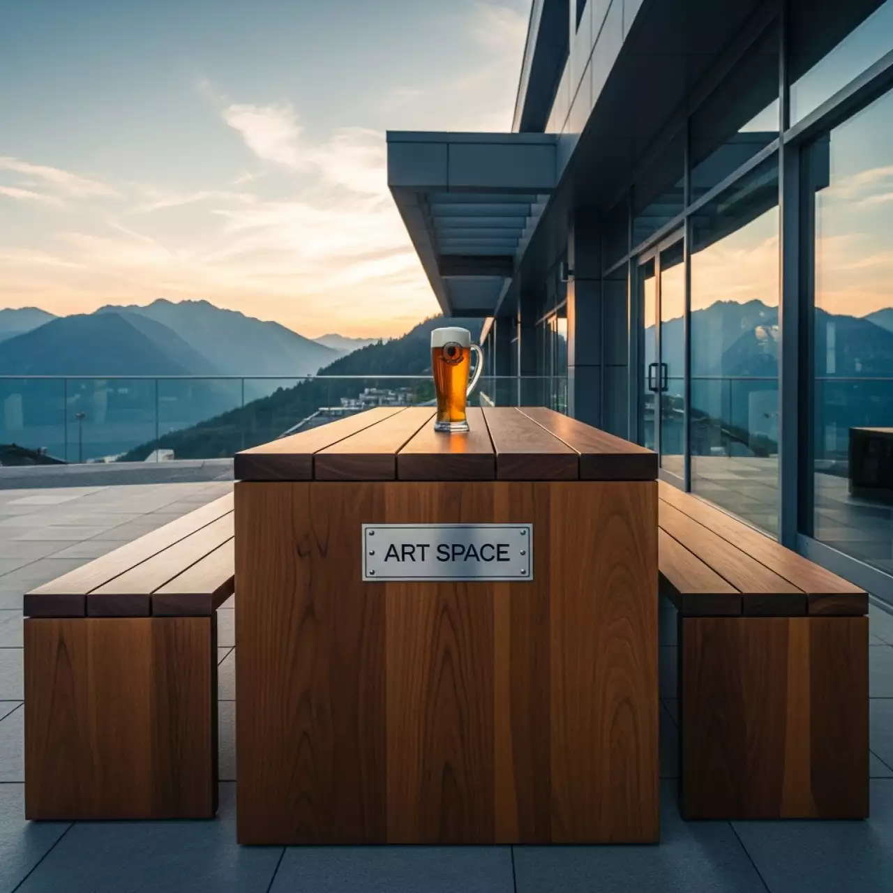 Аренда Пивной набор деревянный стол с лавками в Sochi Marriott Krasnaya Polyana — ART SPACE