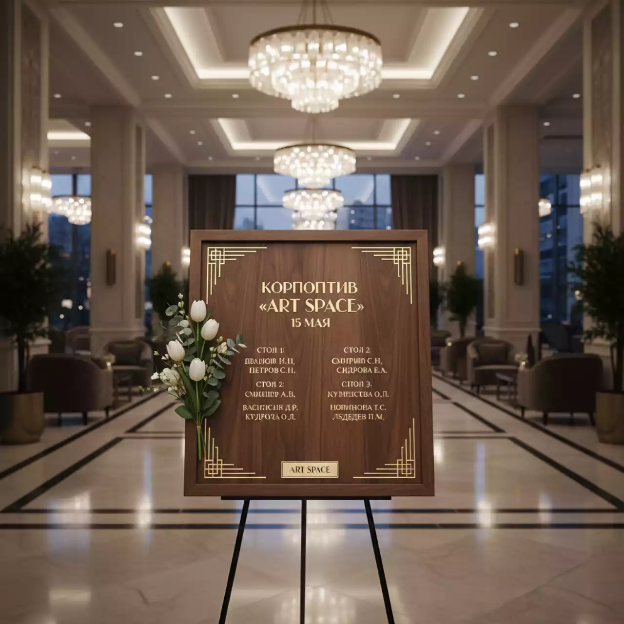 Аренда План рассадки деревянный в отеле «Звездный» — ART SPACE