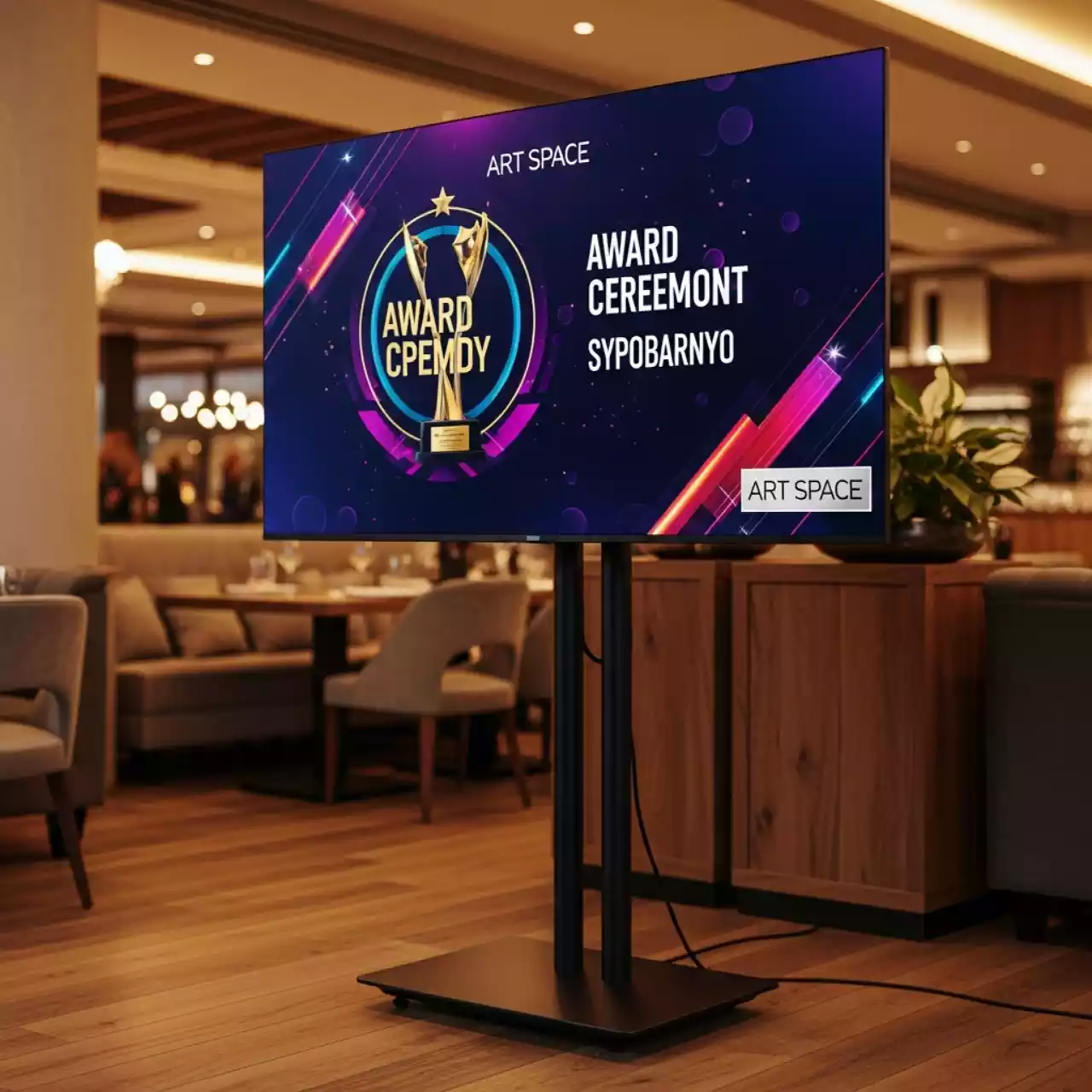 Аренда Плазменная панель телевизор на стойке в ресторане «Сыроварня» — ART SPACE