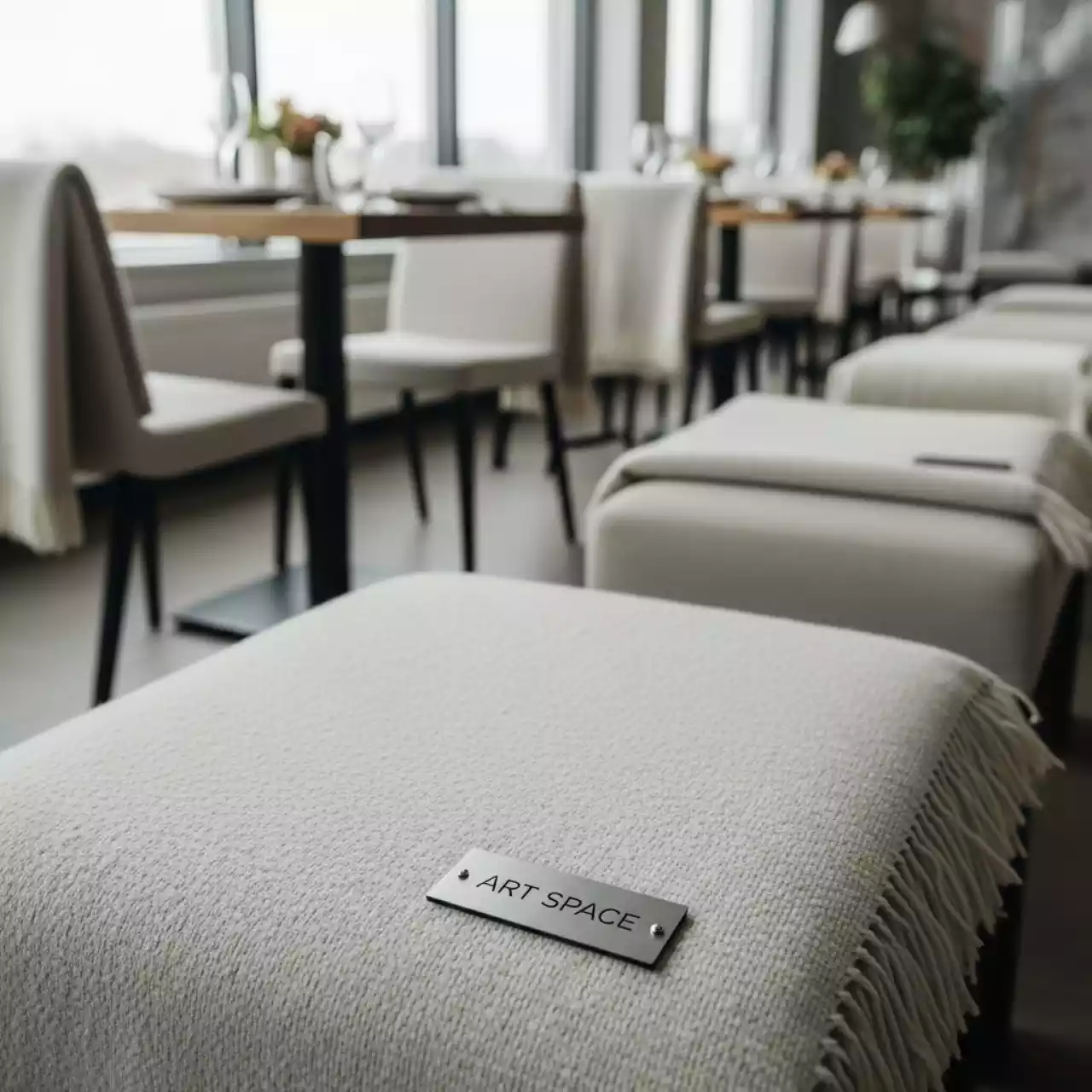 Аренда Плед Field молочно белый в ресторане «Сыроварня» — ART SPACE
