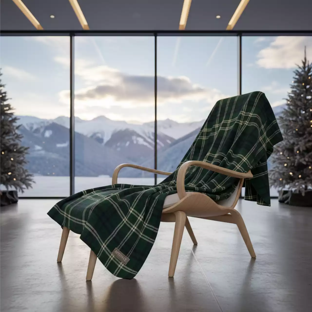 Аренда Плед флисовый клетчатый зеленый в Гранд Отель Поляна — ART SPACE