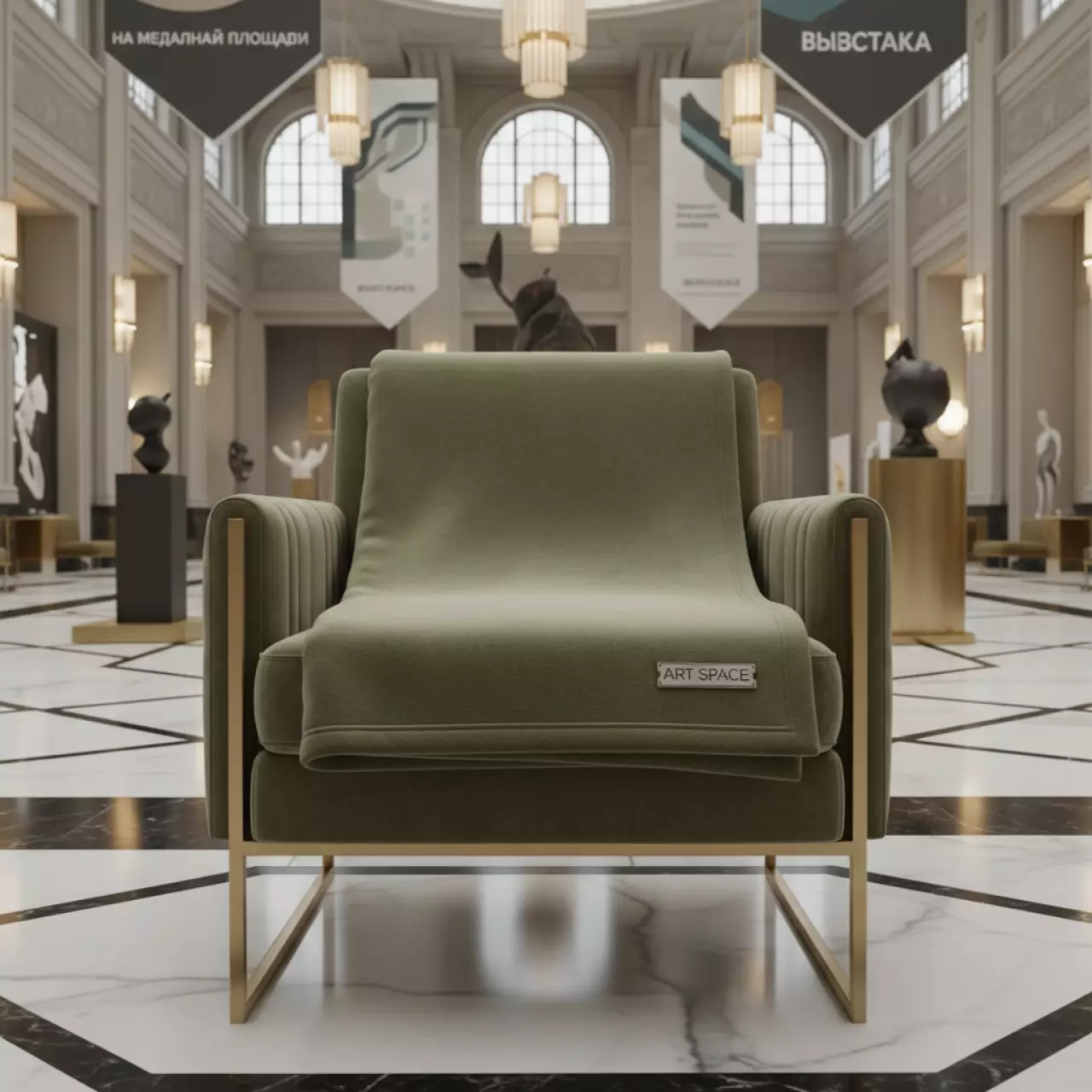 Аренда Плед флисовый оливковый 130х170 см на Медальной площади — ART SPACE